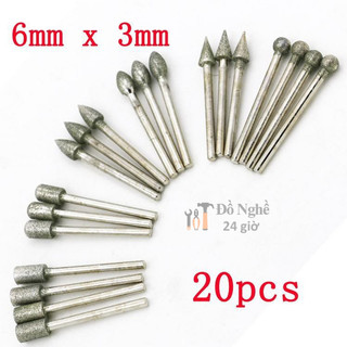 Bộ 20 mũi mài khắc kim cương