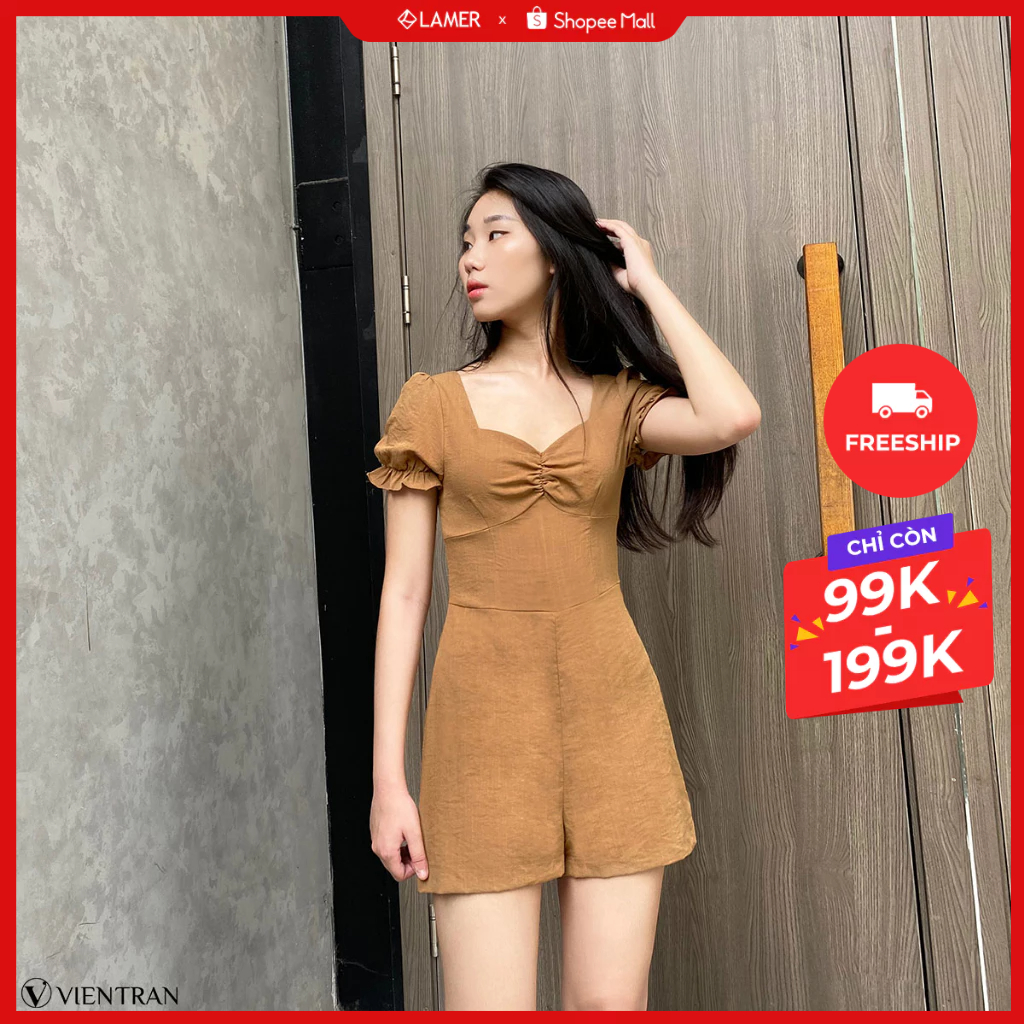 Jumpsuit VIEN TRAN Cổ Hai Ve Dáng Ngắn V66C22H008