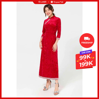 Áo Dài Cách Tân VIENNE TRAN Sườn Xám Kẹp Ren V61A20Q042 (Áo Không Kèm Quần)