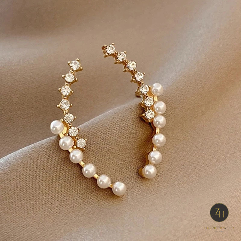 [Bạc s925] Hoa tai nhỏ xinh thiết kế nhẹ nhàng đính đá sang trọng s925 mạ vàng