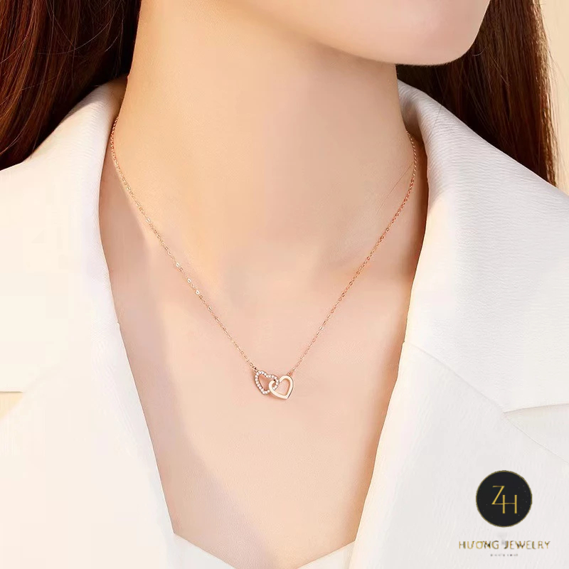 [Bạc 925] Dây chuyền bạc nữ, dây liền mặt bạc 925 bạc xi mạ vàng Hương 925