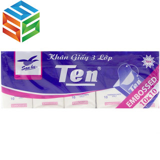 Khăn Giấy Bỏ Túi Ten 3 Lớp (10 gói x 10 tờ)