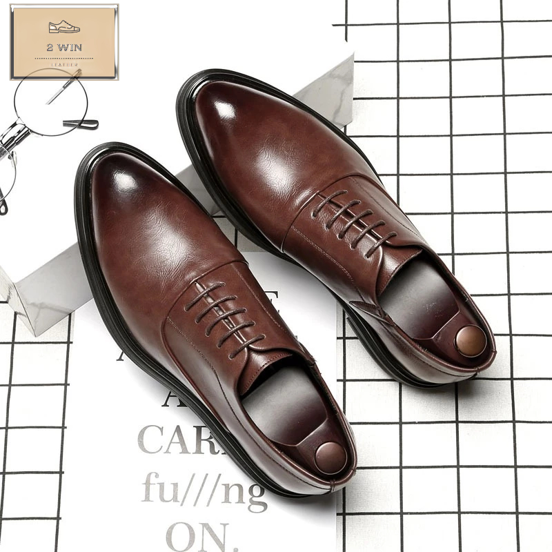 G05 Giày da nam  công sở da bò hàng nappa cao cấp màu nâu - hộp sang trọng -Bảo hành 12 tháng