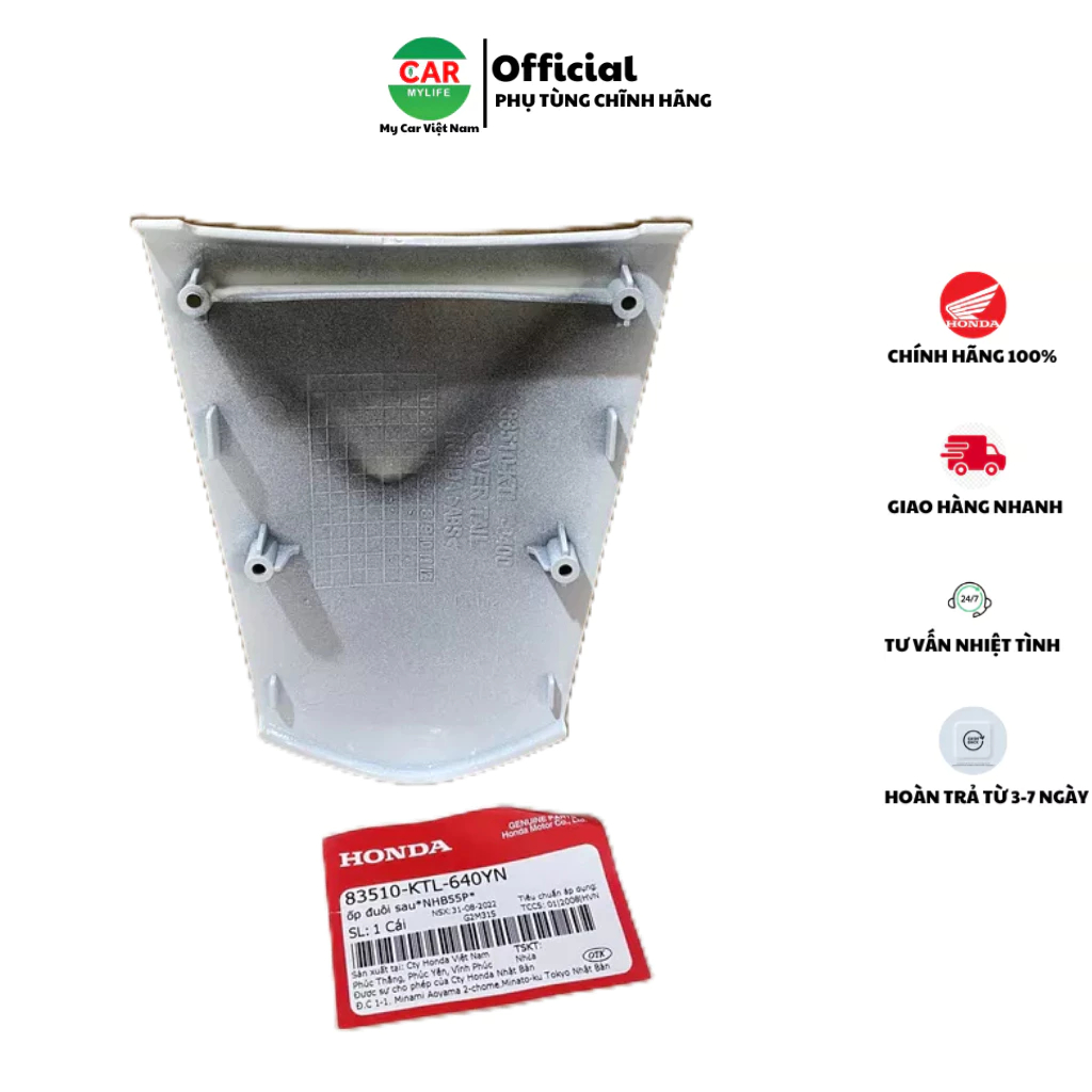 Ốp đuôi sau - mui rùa HONDA WAVE A100 năm 2013-2016 màu Trắng. *NHB55P*  83510KTL640YN
