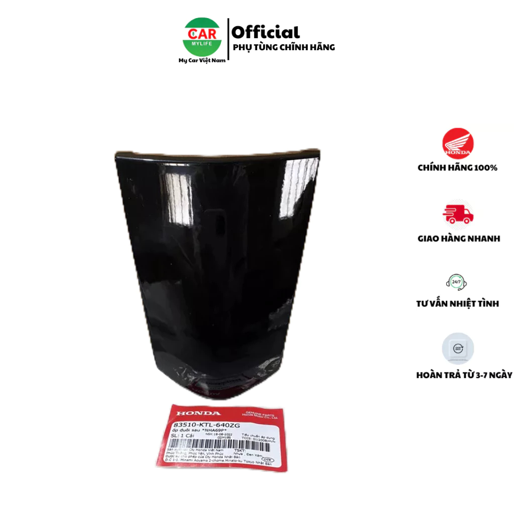 Ốp đuối sau - Mui rùa HONDA WAVE A100, S100, RS100 màu Đen. 83510KTL640ZG