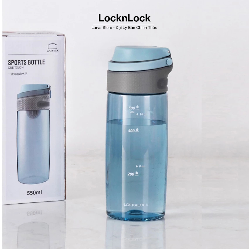 Bình Nước Bằng Nhựa Tritan One Touch Sport Lock&Lock ABF762 BLU - Xanh 550ml - Larva Store