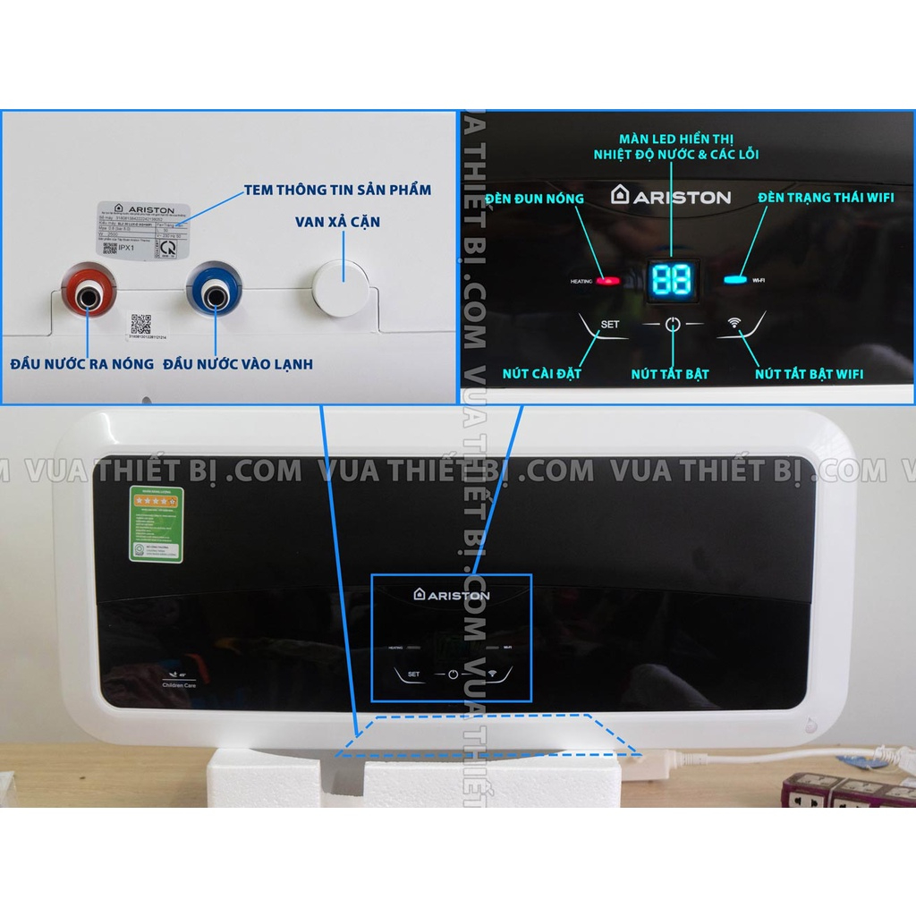 Ariston SLIM2 SL2 LUX-D WIFI 20 Lít – Bình Nóng Lạnh Gián Tiếp