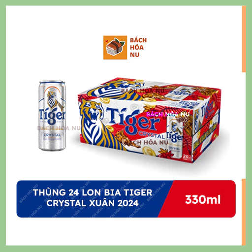 Thùng 24 lon bia Tiger bạc (crystal)