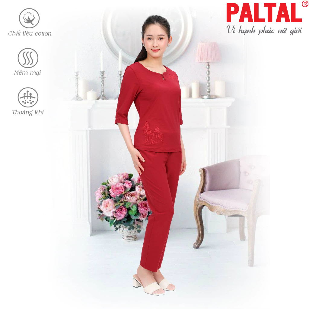 Đồ bộ mặc nhà 193p 3334 nữ kiểu quần dài tay lỡ cotton