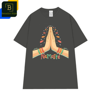 Cao cấp - Áo thun oversize câu Namaste hình chắp tay chào Yoga shirt BND554