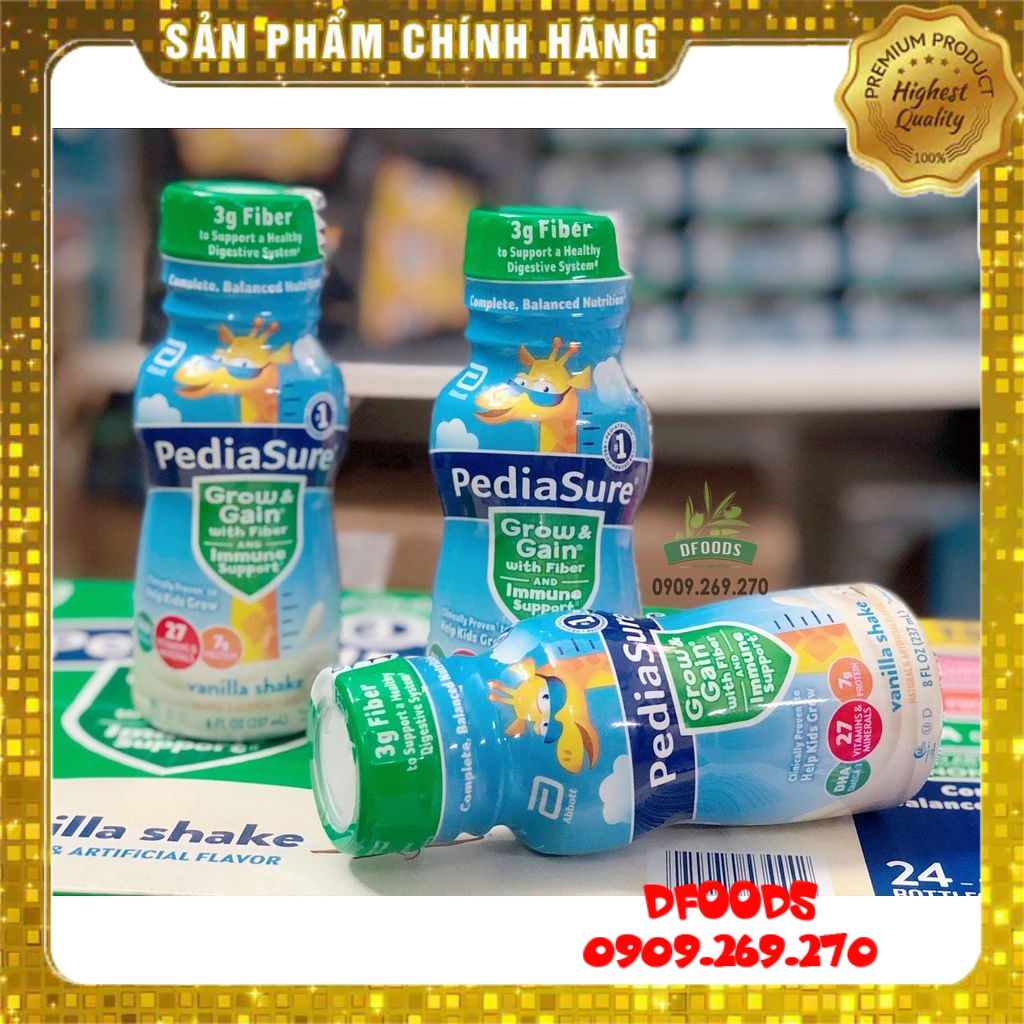 Thùng 24 chai Sữa nước Pediasure Grow Gain vani 237ml Mỹ