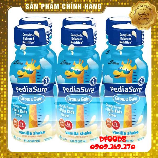 Thùng 24 chai Sữa nước Pediasure Grow Gain vani 237ml Mỹ