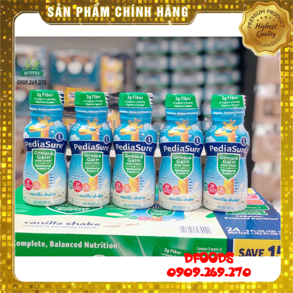 Thùng 24 chai Sữa nước Pediasure Grow Gain vani 237ml Mỹ