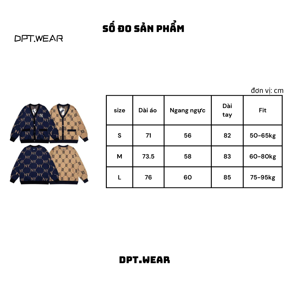 Cardigan MLB Monogram Dệt Kim Hàng Cao Cấp Dày Dặn