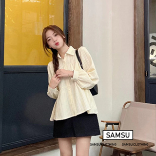 Áo kiểu nữ dáng babydoll tay dài cổ bẻ 3 tầng phong cách tiểu thư Samsu.clothing_saigon