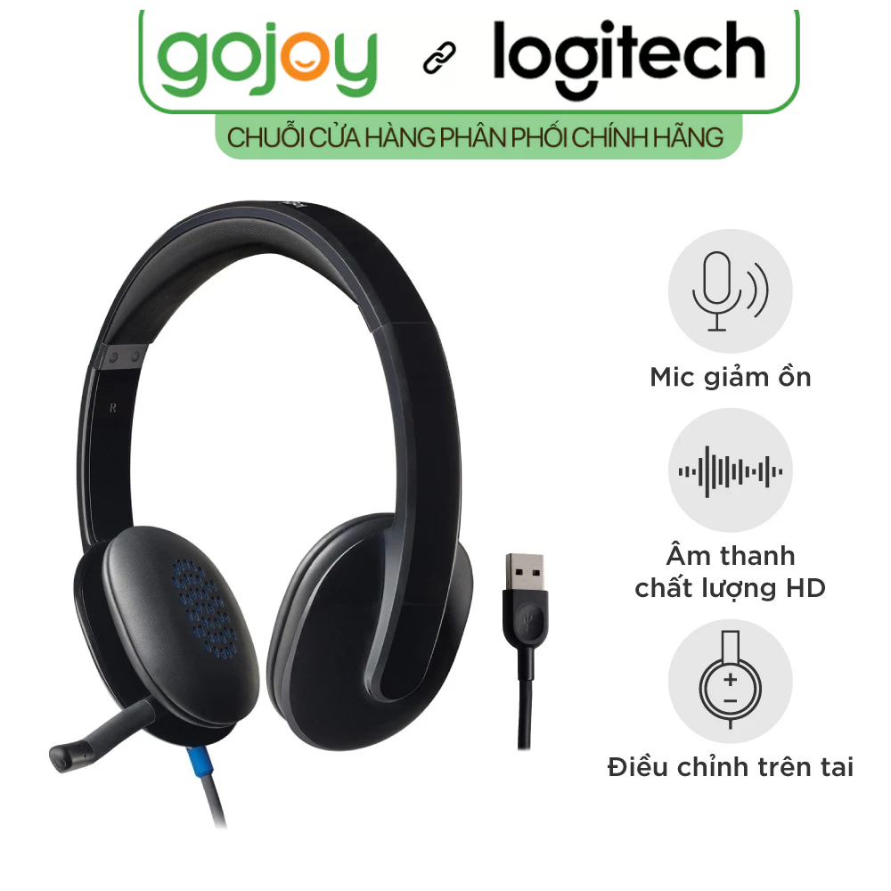 Tai nghe chụp tai Logitech H540 Kết nối cổng USB, Âm thanh nổi kỹ thuật số, các nút điều khiển trên tai - Chính Hãng