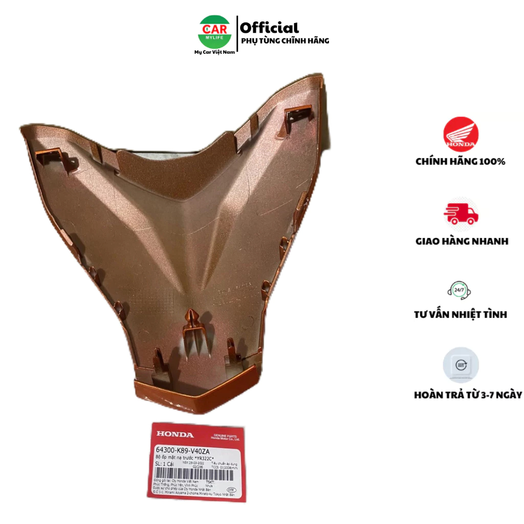 Bộ ốp mặt nạ trước HONDA WAVE A110 năm 2018 màu Cam. *YR322C* 64300K89V40ZA