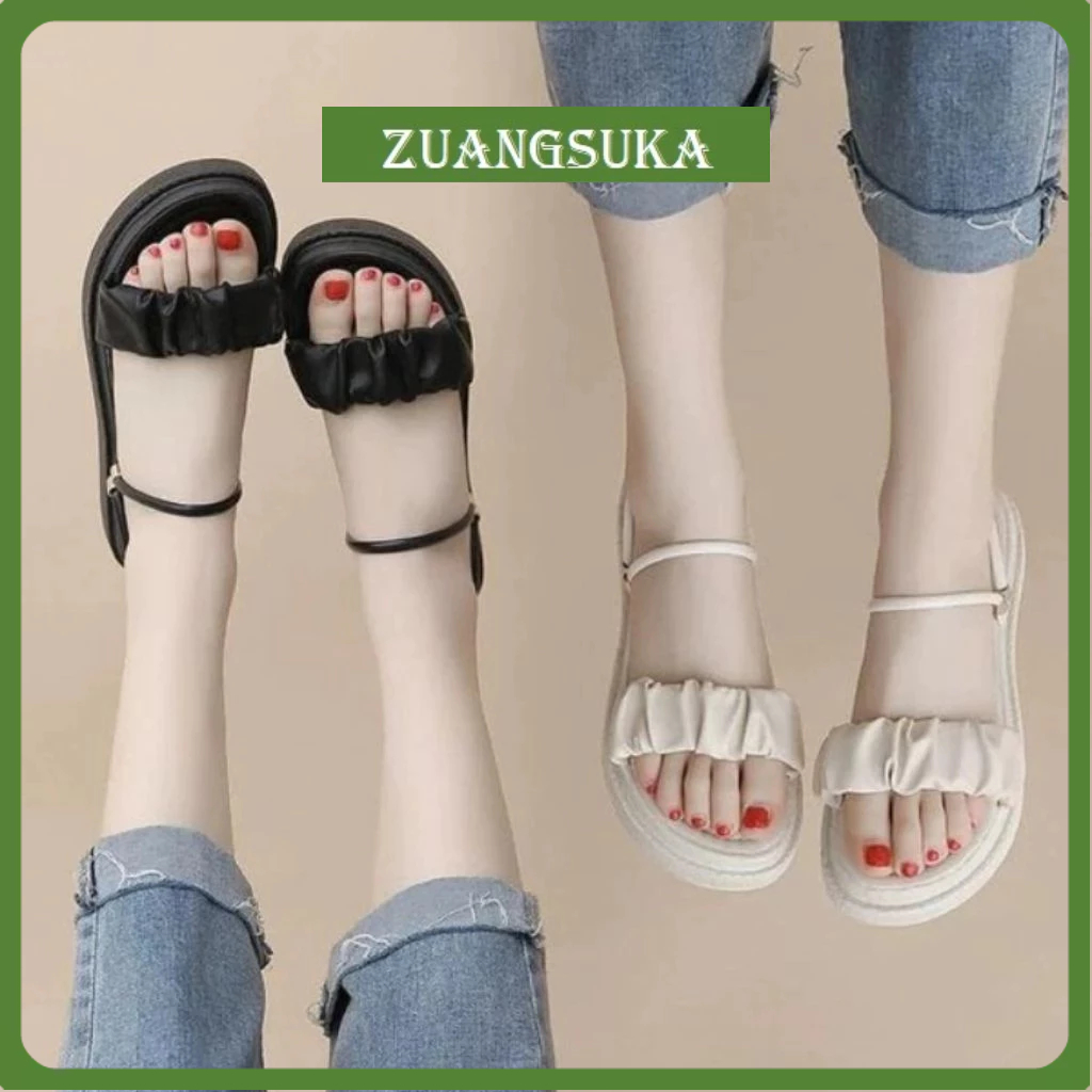 Giày sandal nữ ZUANGSUKA cao 3cm MSP dép quai hậu nữ đi 2 kiểu ZSK dép bánh mì ZSK quai nhún