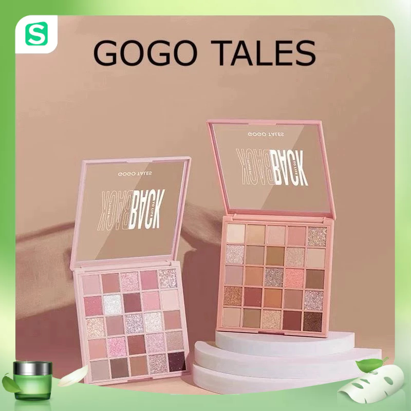 Bảng phấn mắt 25 màu GOGO TALES Crystal Color Charming Eyes tông cam đào hồng đất màu lì nhũ  GT282
