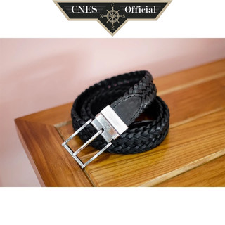 Thắt lưng nam da đan chất liệu da bò nhập khẩu cao cấp thương hiệu cnes