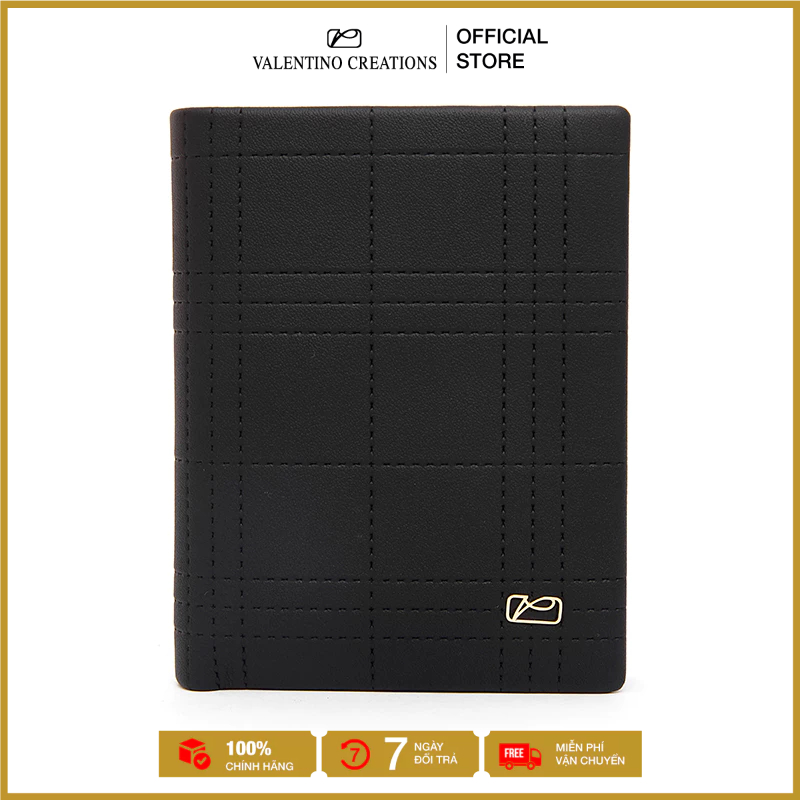 Ví Đứng Da Bò Valentino Creations - LNU-220016-A-BLK