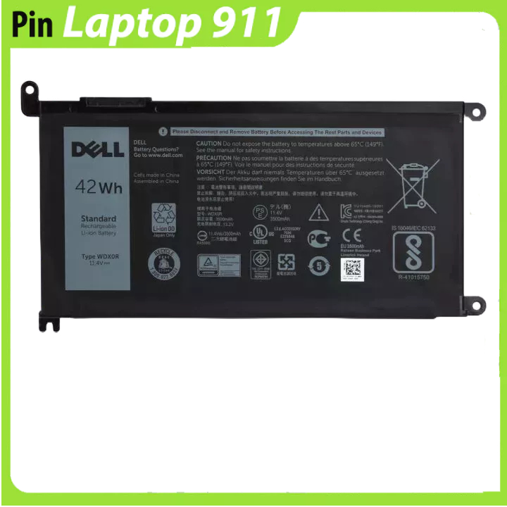 Pin Dell Inspiron 13 5568 5368 5378 15 5567 5578 pin kiểu dẹt lắp trong laptop dell mã pin WDX0R ZIN_42wh