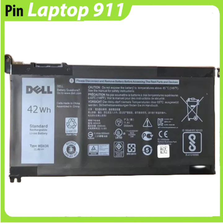 Pin Dell Inspiron 13 5568 5368 5378 15 5567 5578 pin kiểu dẹt lắp trong laptop dell mã pin WDX0R ZIN_42wh