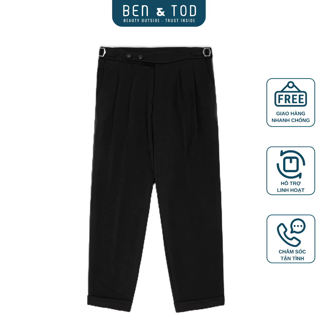 Quần tây âu nam BEN & TOD SL2120BB035 side tab, cạp cao công sở, co giãn, tôn dáng, dày dặn, nam tính