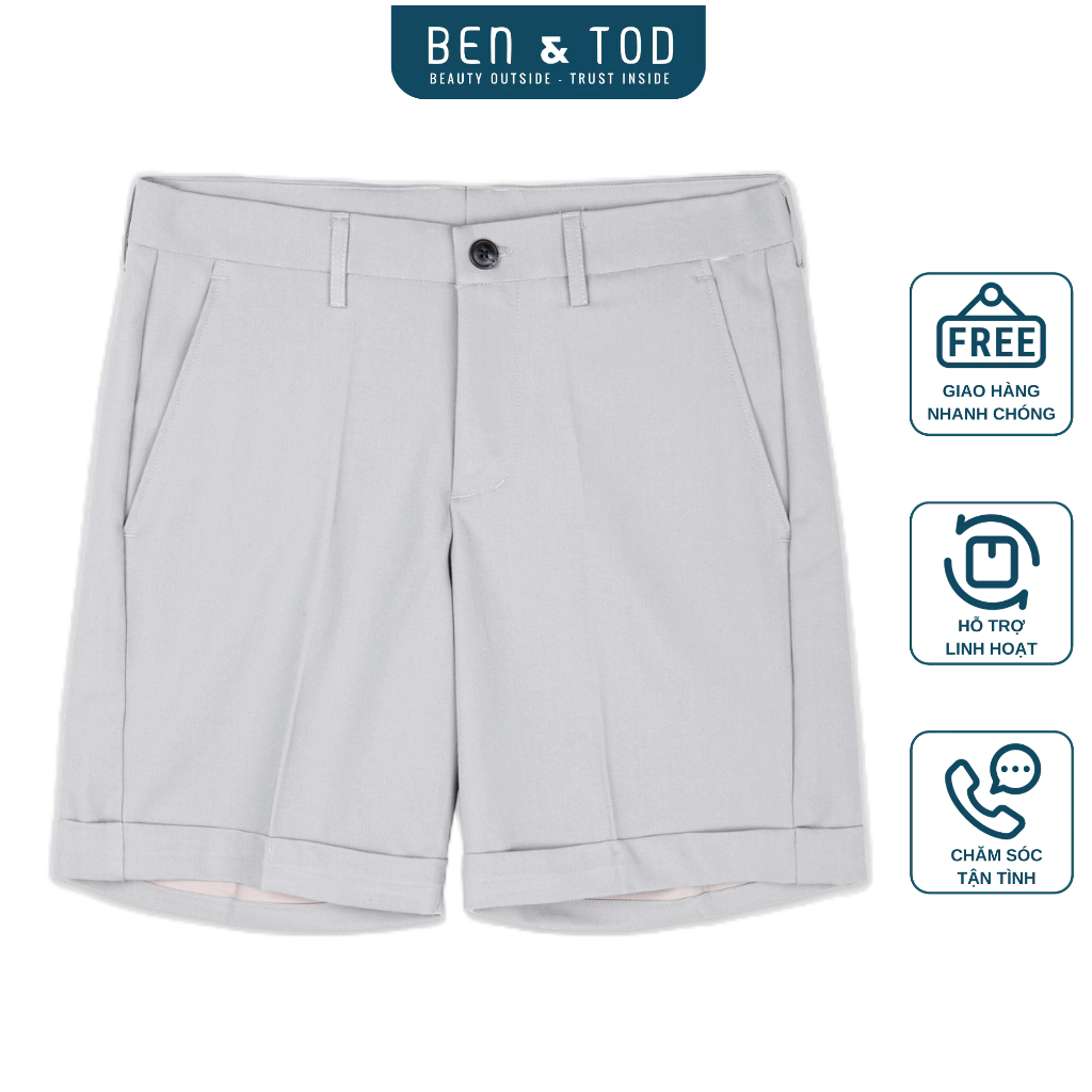 Quần đùi, quần short tây nam BEN & TOD cotton 100%, co giãn 4 chiều, thoáng mát 20092, OUTLET 159