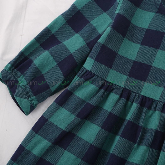 Đầm bé gái dài tay kẻ caro 2-16 tuổi vải dạ flannel cotton màu đỏ xanh giáng sinh váy đầm bé gái xuất dư