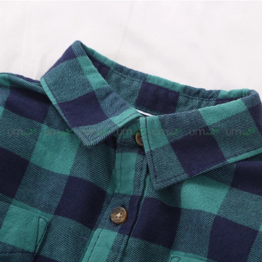 Áo sơ mi bé trai dài tay kẻ caro 2-10 tuổi vải dạ flannel cotton màu đỏ xanh giáng sinh áo sơ mi bé trai xuất dư Hanna