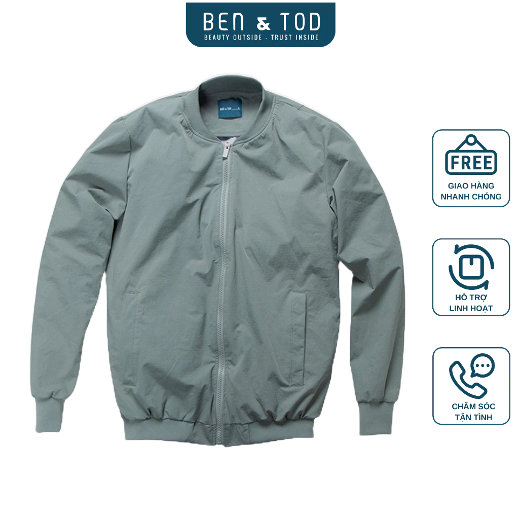 Áo khoác bomber nam BEN & TOD 20004 chống nắng, trượt nước, thoáng khí, cao cấp, unisex