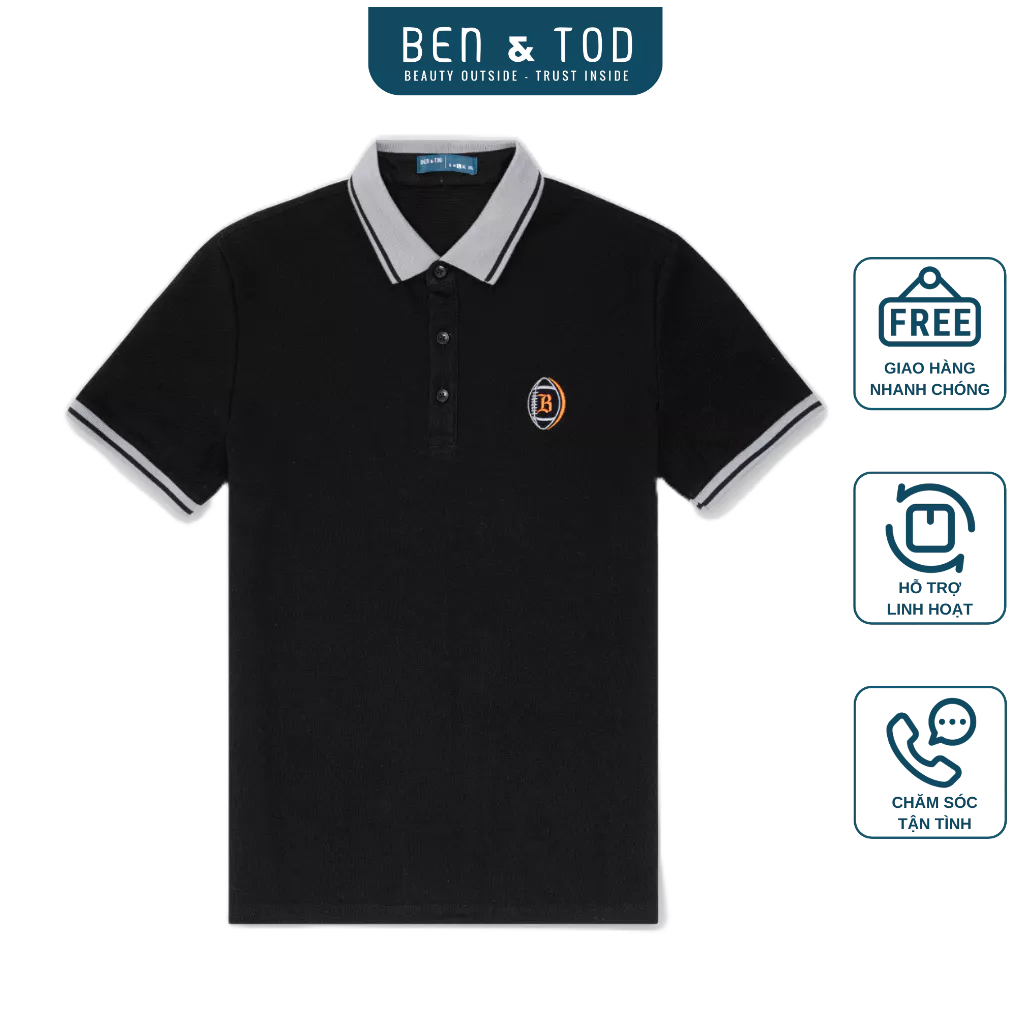 Áo polo nam có cổ BEN & TOD R1300BB120 vải thun cotton, nam tính, chỉnh chu, sang trọng, trẻ trung