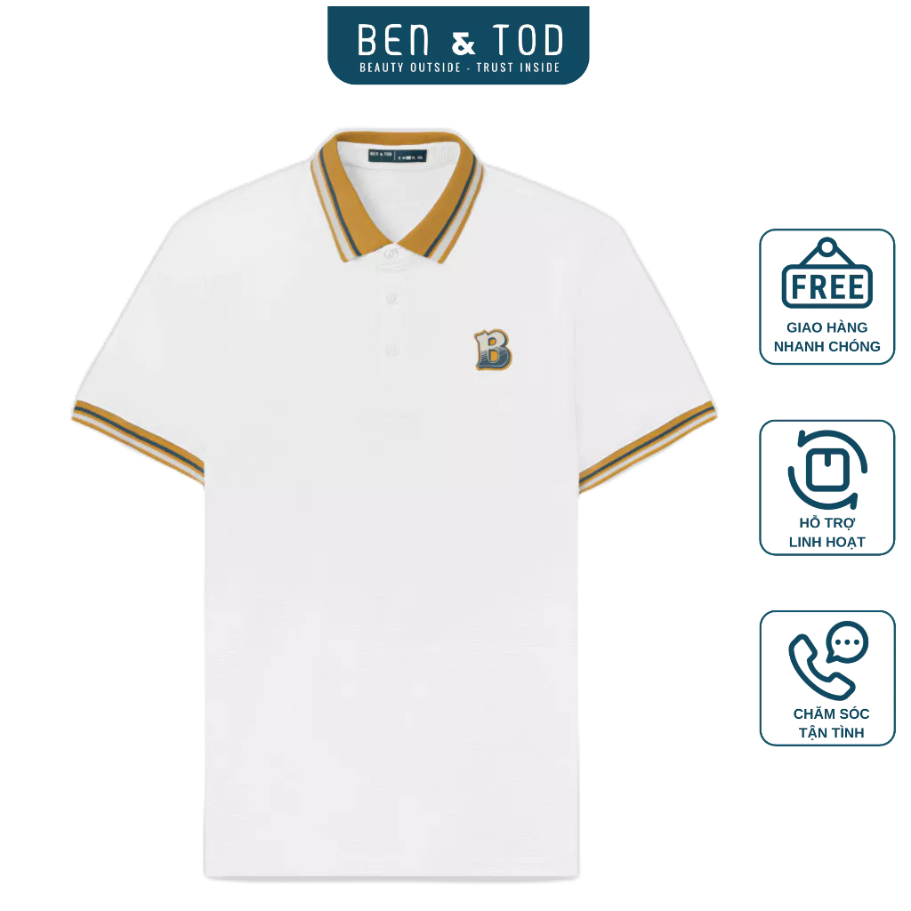 Áo polo nam BEN & TOD R1300BB213 vải thun cotton, nam tính, chỉn chu, sang trọng, thanh lịch, cao cấp