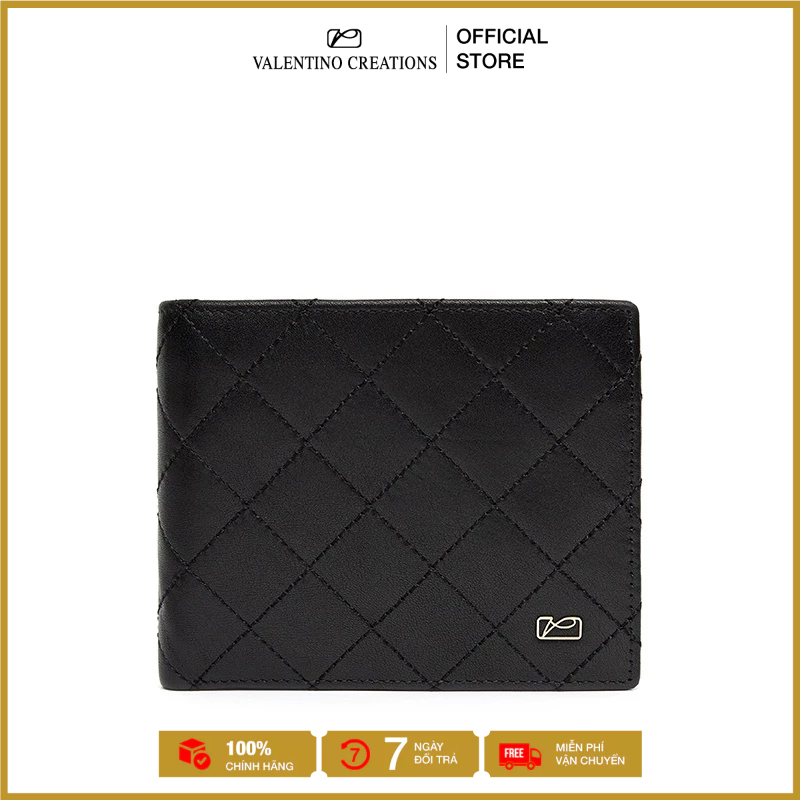 VÍ NGANG DA BÒ HỌA TIẾT CÓ DÂY KÉO- LPA-220017Z-BLK