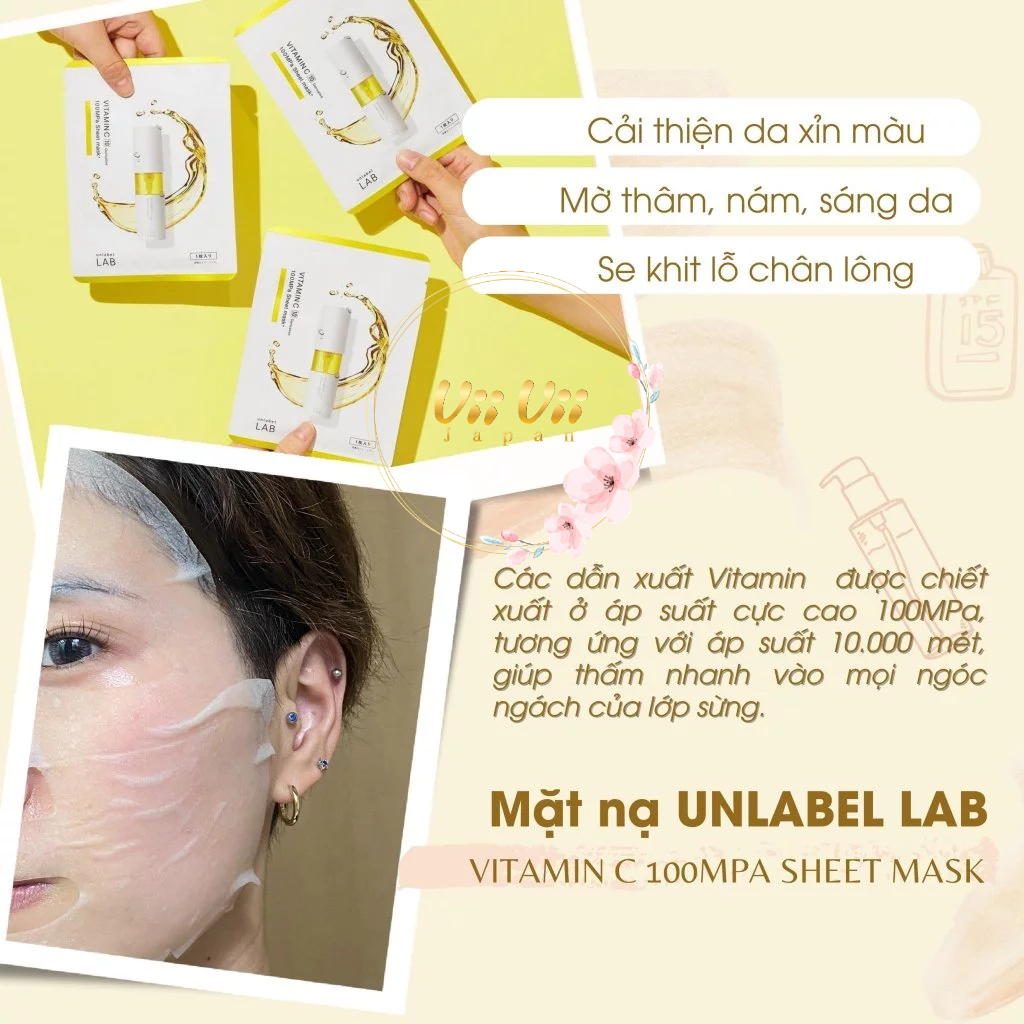 MẶT NẠ VITAMIN C CẤP ẨM & THU NHỎ LỖ CHÂN LÔNG LAB HỘP 3 MIẾNG