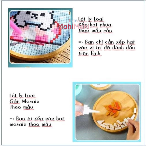 Set DIY trang trí lót ly mosaic Họa tiết sẵn