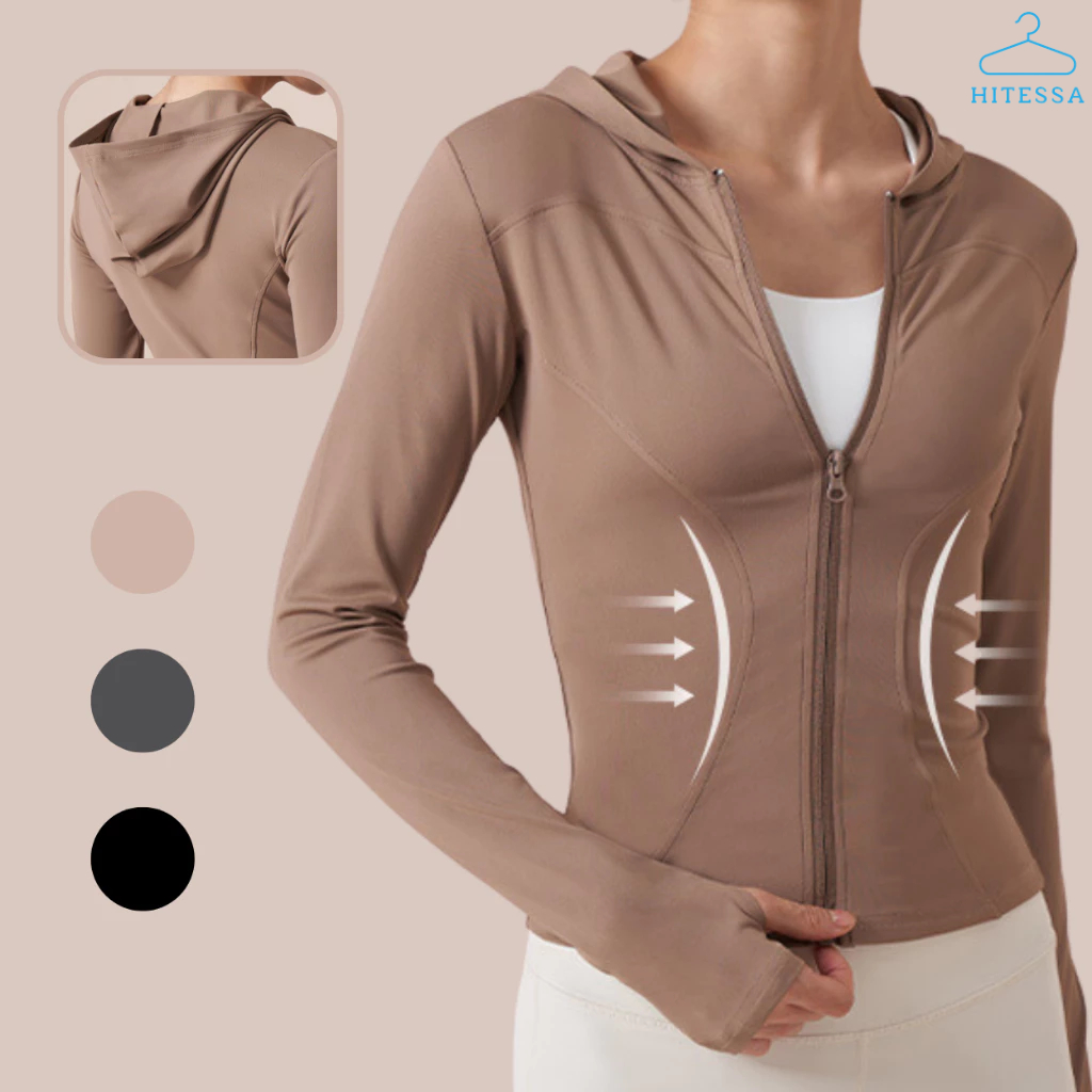 Áo Khoác Thể Thao Nữ Mùa Thu Đông mới 2023 với Mũ Trùm đầu - Phong cách, Chống Gió, Thấm Hút Mồ Hôi | BigBuy360 - bigbuy360.vn