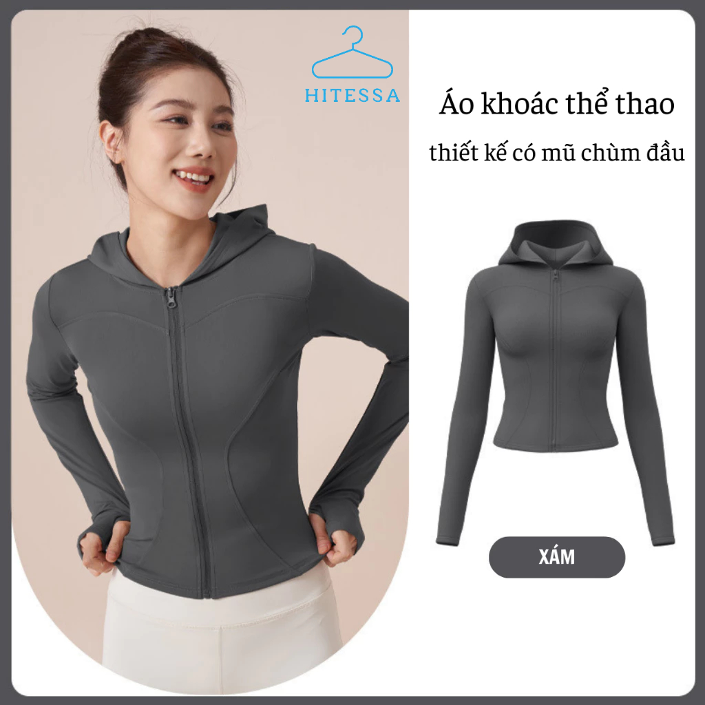 Áo Khoác Thể Thao Nữ Mùa Thu Đông mới 2023 với Mũ Trùm đầu - Phong cách, Chống Gió, Thấm Hút Mồ Hôi | BigBuy360 - bigbuy360.vn