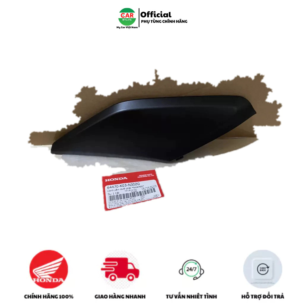 Cánh yếm dưới bên phải HONDA WAVE RSX110 năm 2014-2017-2018 màu Đen nhám. *NHA76M* 64470K03N30ZG