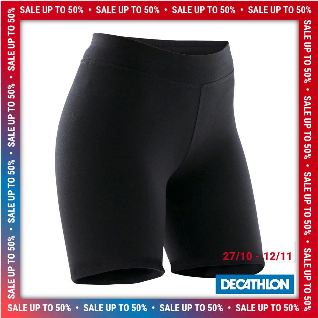 Quần short Stretching đạp xe ôm sát cho nữ FIT+ 500 Đen DECATHLON DOMYOS mã 8511786