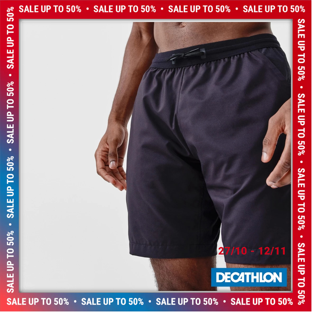 Quần short chạy bộ thoáng mát Run Dry+ cho nam Đen DECATHLON KALENJI mã 8648782