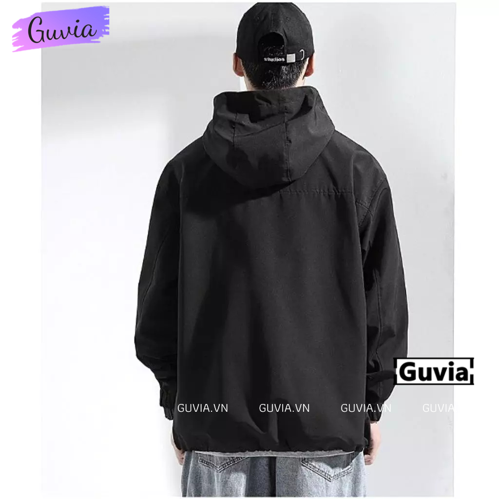 Áo Khoác Bomber Dù TRƠN CÓ MŨ Nam Nữ Form Rộng Lớp, Áo Khoác Áo Gió Bomber Bóng Chày Chống Nắng GUVIA AKD101
