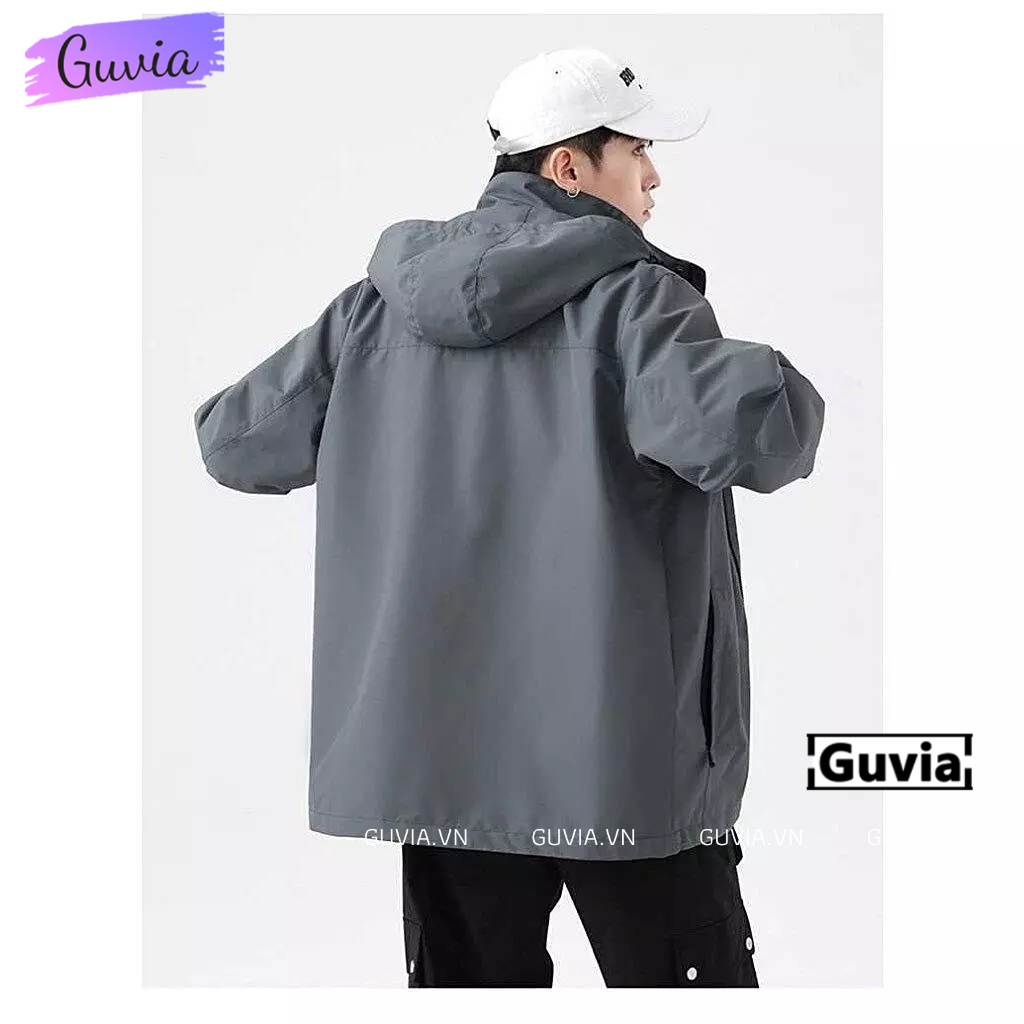 Áo Khoác Bomber Dù TRƠN CÓ MŨ Nam Nữ Form Rộng Lớp, Áo Khoác Áo Gió Bomber Bóng Chày Chống Nắng GUVIA AKD101
