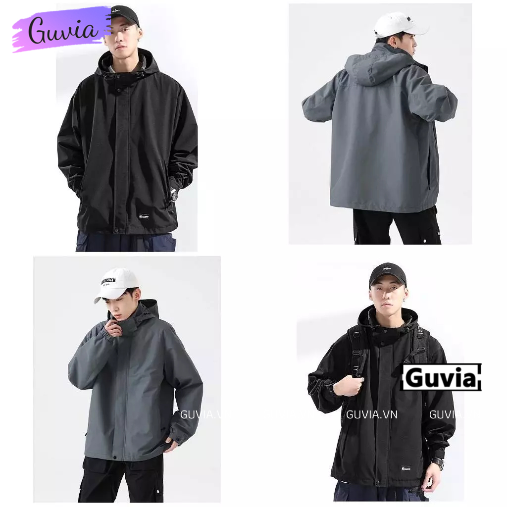 Áo Khoác Bomber Dù TRƠN CÓ MŨ Nam Nữ Form Rộng Lớp, Áo Khoác Áo Gió Bomber Bóng Chày Chống Nắng GUVIA AKD101