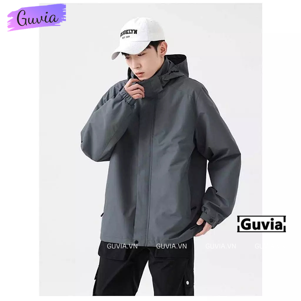 Áo Khoác Bomber Dù TRƠN CÓ MŨ Nam Nữ Form Rộng Lớp, Áo Khoác Áo Gió Bomber Bóng Chày Chống Nắng GUVIA AKD101