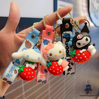 Móc khóa treo balo, móc chìa khóa silicon mèo Hello kitty và chó tai to