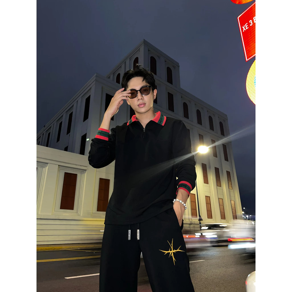 POLO DÀI TAY HỌA TIẾT KẼM