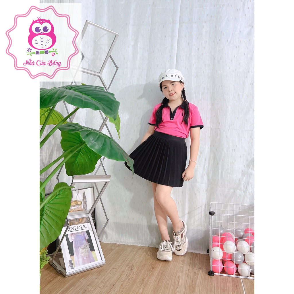 Áo thun cổ trụ bé gái chữ C size 12 - 30 kg