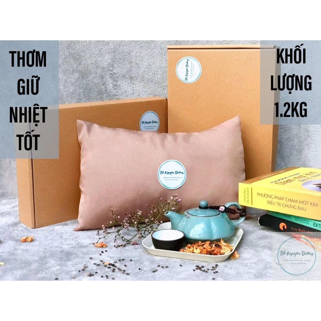 Gối chườm nóng 8 LOẠI THẢO MỘC, gối chườm thảo dược Bồi Nguyên Đường có hộp